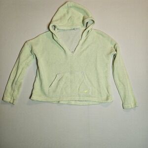 American Eagle Outfitters Women's S Pullover‎ Hoodie Green Knit Waffle Pocket...